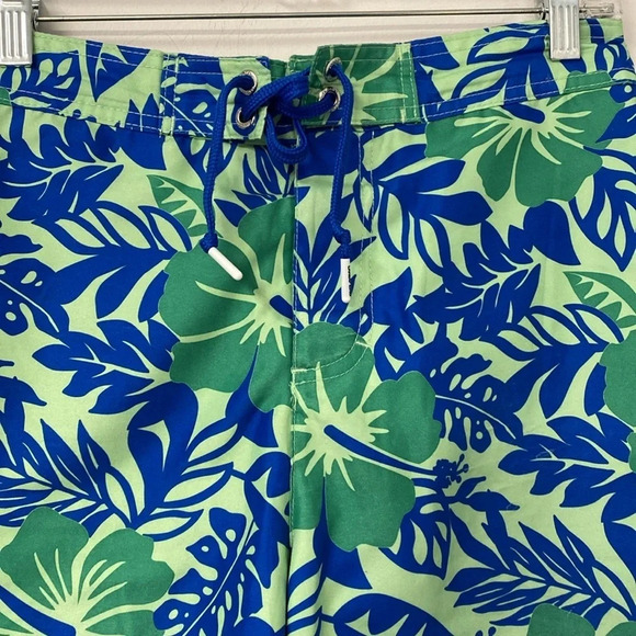 Floral Swim Trunks Blue Green Tropical Swimsuit Shorts Menswear - Picture 2 of 9